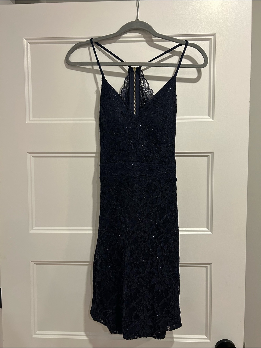Betsey Johnson Navy Lace Midi Dress with Sparkle Accents - Picture 4 of 6